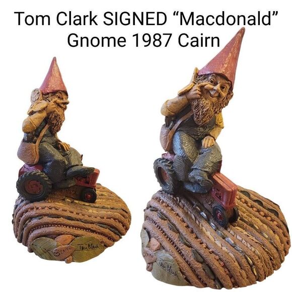 Tom Clark SIGNED Macdonald Gnome on Red Tractor 1987 Troll Fairy Renaissance - Picture 1 of 10